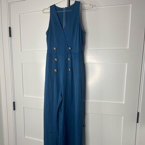 Elegant Blue Sleeveless Jumpsuit